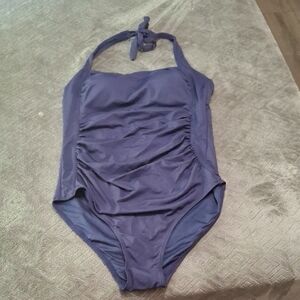 🌻Womens Halter Navy Blue One Piece Swimsuit